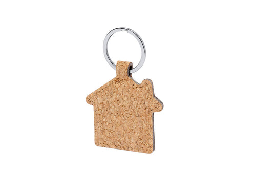House shaped keychain manufactured in natural cork - Amuni Personalised