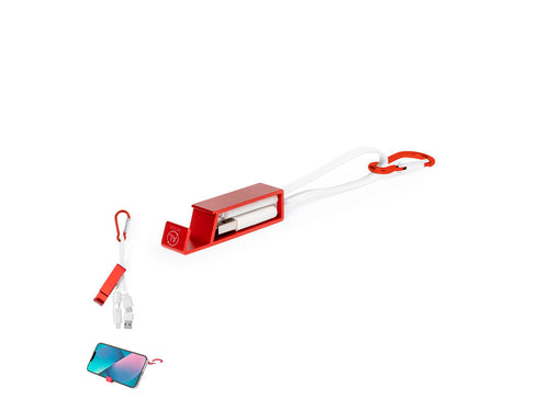 Multi-function charging cable, made of recycled aluminium and with an intelligent design for convenient storage of the charging cables, as well as easy transport - Pek Personalised