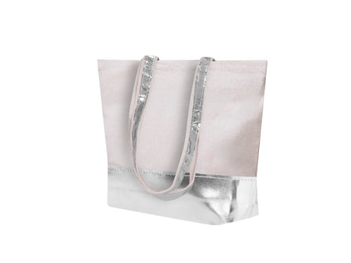 Bag made of recycled cotton with a fabric weight of 220 g/m² combined with metallic faux leather - Hitalax Personalised