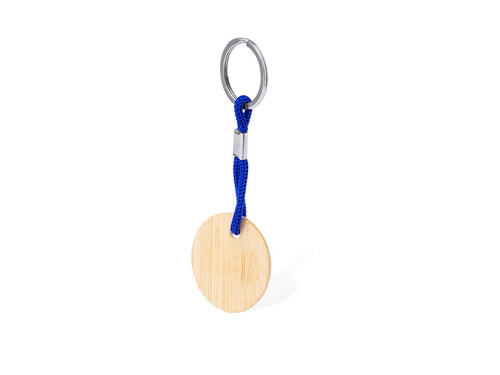 Handy round key ring, made of bamboo, with cord - Cirbam Personalised