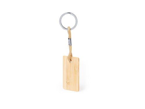 Handy round key ring, made of bamboo, with cord - Recbam Personalised
