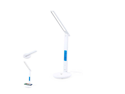 All-in-one multifunctional folding lamp, made of resistant white ABS with imitation leather finish - Evanex Personalised