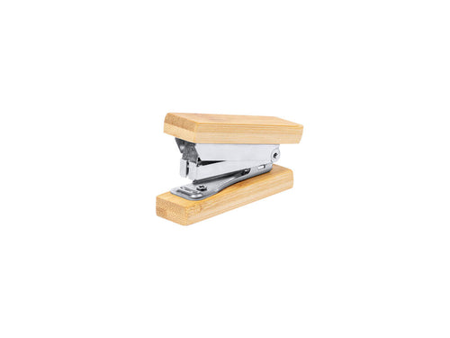 Practical and compact stapler made of resistant bamboo, including 50 staples - Hunzu Personalised