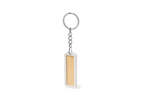 Eco keyring made of bamboo, with a wheat straw frame - Veterson Personalised