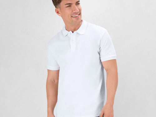 Adult pique polo shirt in white - Koupan Personalised