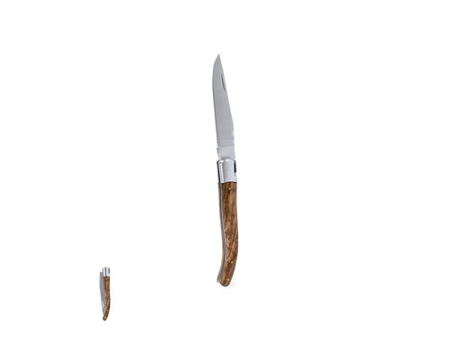 Pocket knife made of resistant stainless steel, with ergonomic handle made of lacquered natural wood - Rinex Personalised