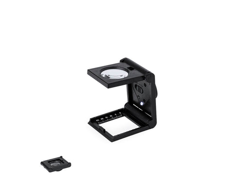 8x magnification folding magnifier made of sturdy PP, with integrated LED light and measuring ruler - Tudels 8X Personalised