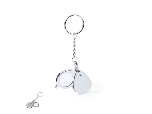 Practical and folding magnifying glass with key ring, 8x magnification and made of resistant metal - Kitins 8X Personalised