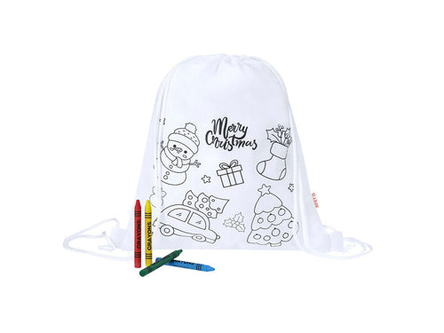 Children's Christmas backpack made of non-woven RPET, specially designed for colouring with crayons - Taky Personalised