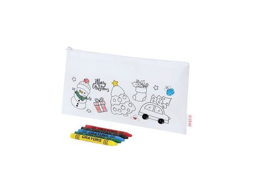 Christmas Case made of white non-woven RPET, white color, specially designed for crayon colouring - Flemenk Personalised