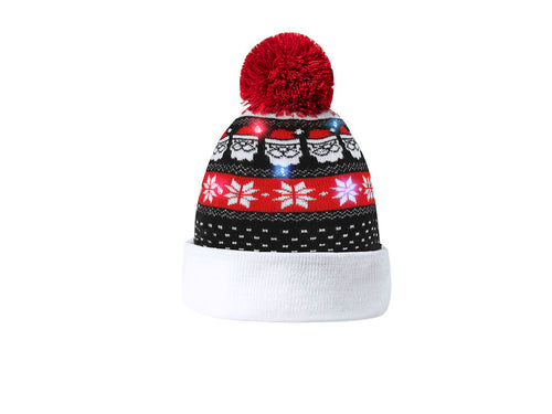 Christmas Hat with LED Light and Pom Pom Design - Plumex Personalised