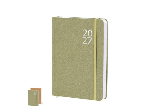 A5 size diary in Recycled Cardboard, with hard covers and matching elastic band closure - Florian Personalised