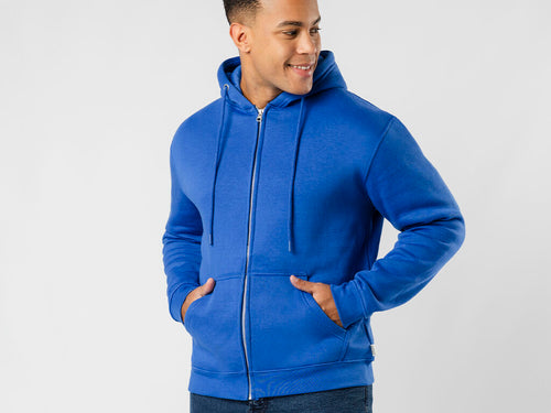 Unisex hooded sweatshirt with zip in Organic Cotton and Recycled Polyester, in soft 280 g/m2 quilted fleece - Walder Personalised