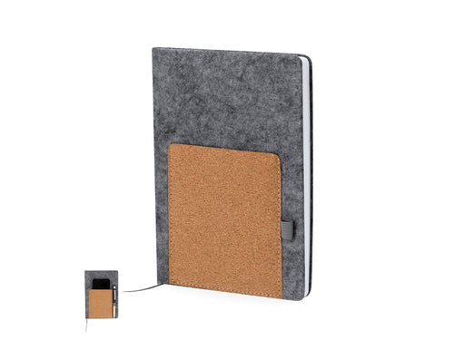 Notepad with rigid covers, made of RPET felt - Wilko Personalised