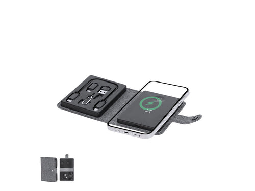 Complete charging base made of 300D RPET - Zakary Personalised