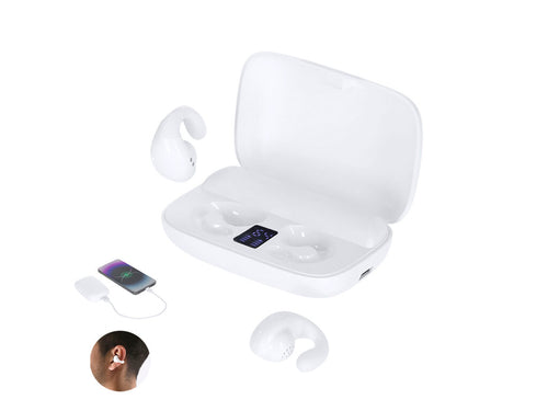 Cuffie Haxel Personalizzato - Gli auricolari Open Ear con Power Bank sono progettati per una vestibilità perfetta e confortevole, grazie alla pratica clip in morbido silicone