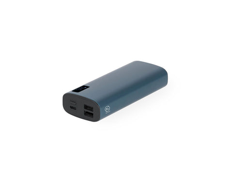 External auxiliary battery with high charging capacity -10,000 mAh- made from Recycled Aluminium with a chrome finish - Hampton Personalised