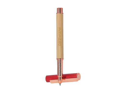 Elegant roller pen made of bamboo and aluminium - Bobbin Personalised
