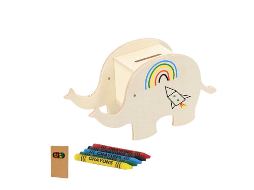 Coin bank made of natural wood with animal design - Yilmax Personalised
