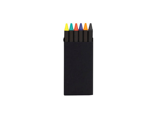 Set of 6 crayons in a black recycled cardboard box - Veseli Personalised