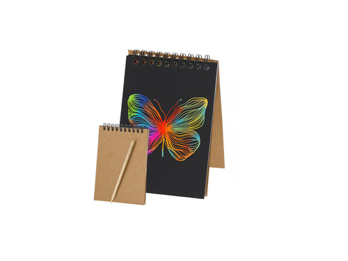Quaderni Madguire Personalizzato - Quadernetto tipo anelli di formato A6, con fogli neri opachi a una faccia ideali per grattare e scoprire colori vibranti