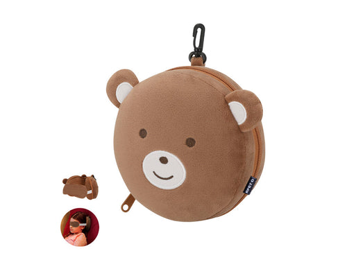 Children's travel pillow with eye mask made of soft RPET material - Stanek Personalised