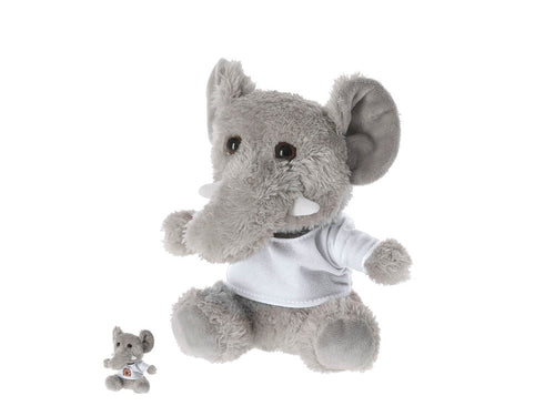 Soft elephant plush toy with customizable t-shirt, ideal for sublimation - Brekalo Personalised