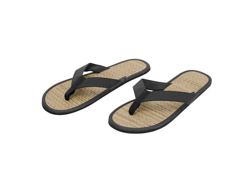 Pair of flip-flops with straw surface, PU straps, and EVA sole - Sirgu Personalised
