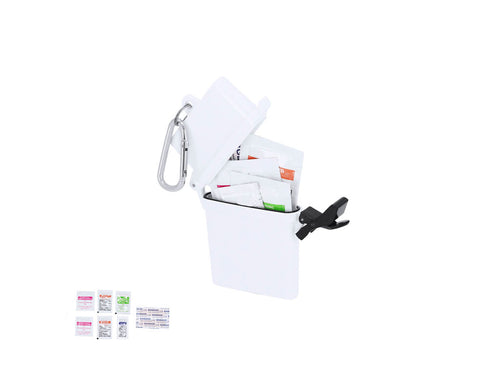 Hiking kit with 8 accessories presented in a sturdy ABS case, with a practical metal carabiner for easy transport - Dambury Personalised