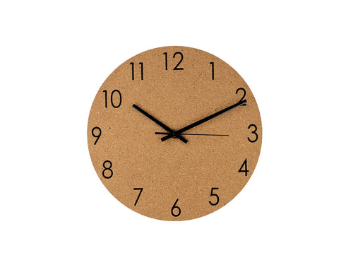 Wall clock made of natural cork, with black metal numbers and dial - Melzer Personalised