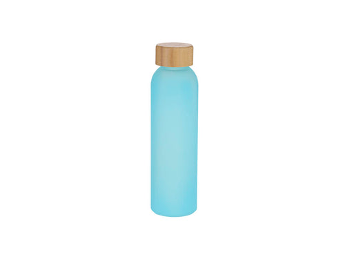 Recycled Glass bottle with a frosted finish, 500 ml capacity and bamboo cap - Tistak Personalised