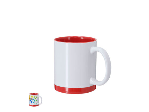 Ceramic mug with a capacity of 350 ml, designed with a white exterior and matching color details on the base and interior - Rayar Personalised