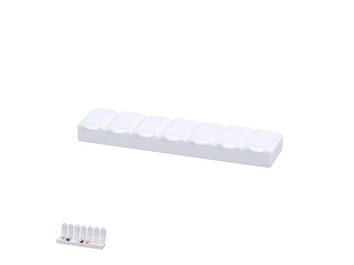 Weekly pill organizer made of durable solid white PP material - Keyon Personalised