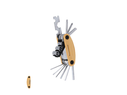 Multitool made of durable stainless steel with bamboo casing - Koron Personalised