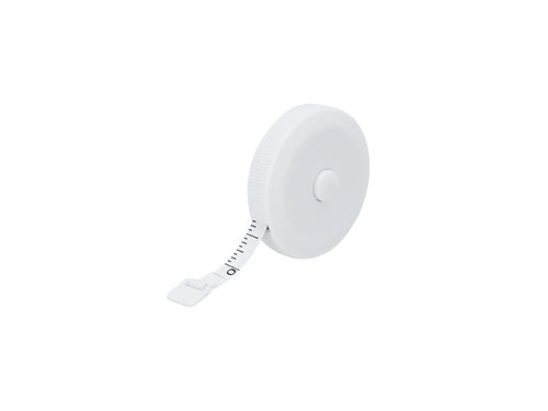 PVC tape measure 150 cm long with a retractable mechanism and stop button - Glikor Personalised