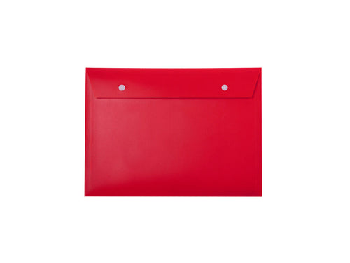 Practical document holder made of recycled PP, with a main compartment with flap and button closures in white - Gynster Personalised