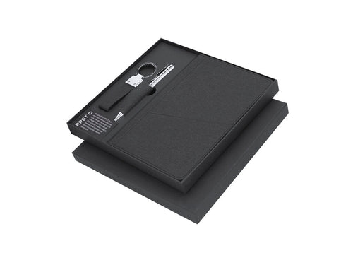 Set Di Blocchi E Quaderni Meryl Personalizzato - Elegante set premium che include: Blocco note in RPET in elegante colore nero