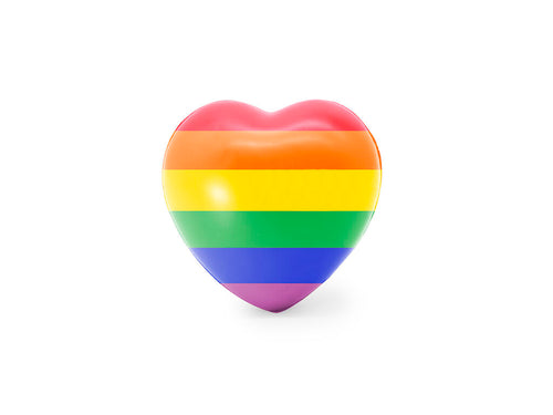Heart-shaped stress relief toy with a Rainbow design, made of a soft body with shiny PU padding - Kanedax Personalised