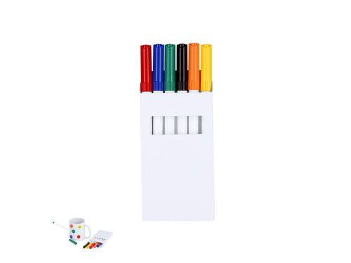 Set of 6 markers in assorted colors, designed to create unique designs directly on ceramic - Kuyam Personalised