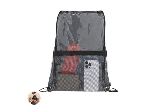RPET drawstring backpack, with a main compartment of transparent design - Lamdy Personalised