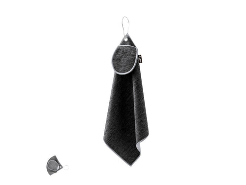 Golf towel made from RPET with dual texture: soft two-tone finish on one side and uniform thread texture on the other, to adapt to different cleaning needs - Canrock Personalised