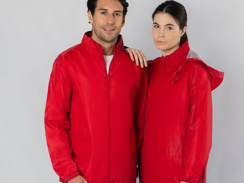 Unisex high-neck rain jacket with detachable hood - Bravion Personalised