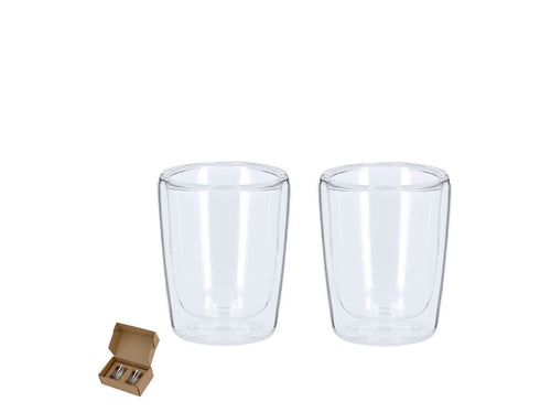 Elegant double-walled borosilicate glass cup set - Frilux Personalised