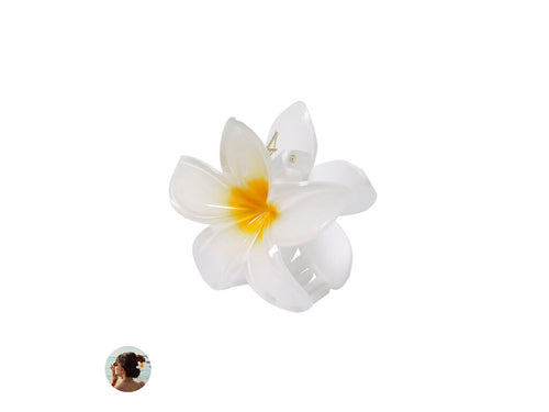 Hair clip with an original design in the shape of a white flower with a yellow center - Tixcon Personalised