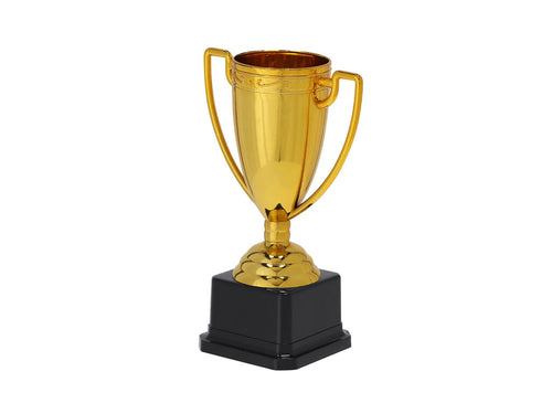 Trophy with an elegant shiny golden finish, designed with large handles and a black base for a distinctive touch - Plinar Personalised