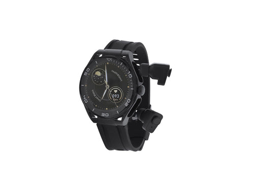 Smartwatch with Bluetooth connection and built-in earbuds, with a sporty round face design - Klemen Personalised