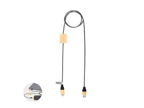 60W charging cable made from a combination of RPET and bamboo - Segers Personalised