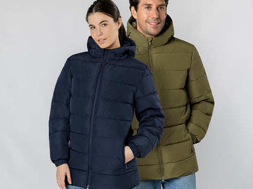 Unisex padded parka with fixed hood and integrated visor - Eren Personalised