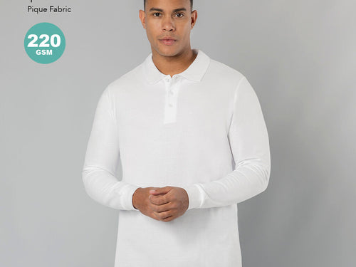 Unisex long-sleeve polo shirt made of piqué fabric - Charlot Personalised