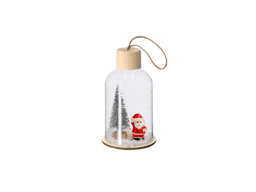 Christmas ornament made of durable glass with natural wood base - Babek Personalised